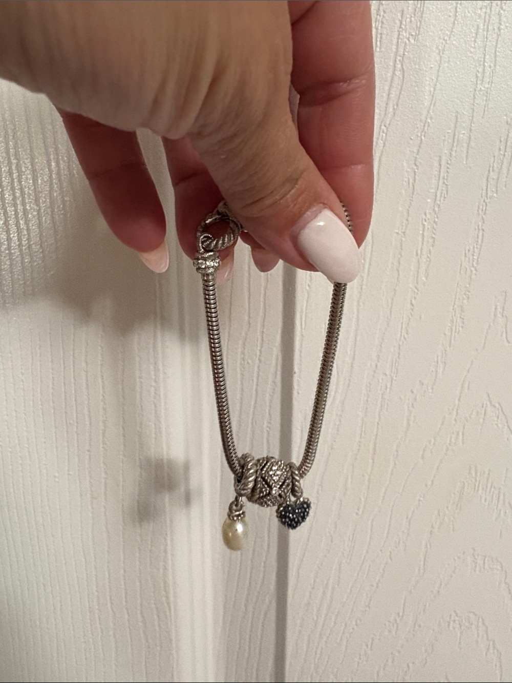 Judith Ripka Silver Snake Chain Necklace with Pearl and Pavé Heart
